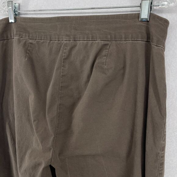 EILEEN FISHER Pants M Organic Cotton Stretch Twill Tapered Cropped Cuff Brown - Picture 7 of 14